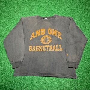 Vintage 90s And1 Basketball Kids L 14-16 Womens Xs Faded Sweatshirt